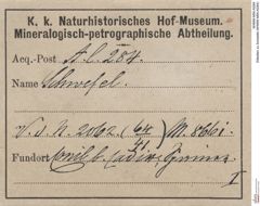Etiketten zu Schwefel (NHMW-MIN-Al284)